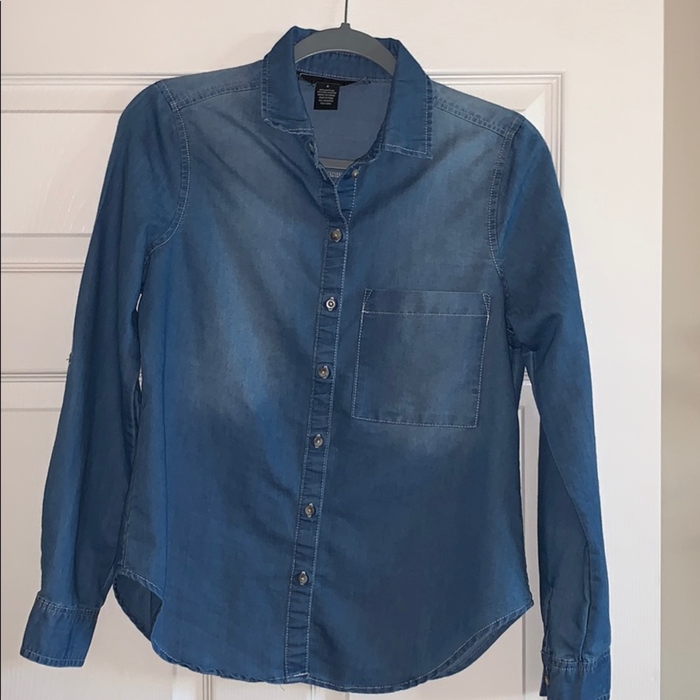 Blue denim button up long sleeve